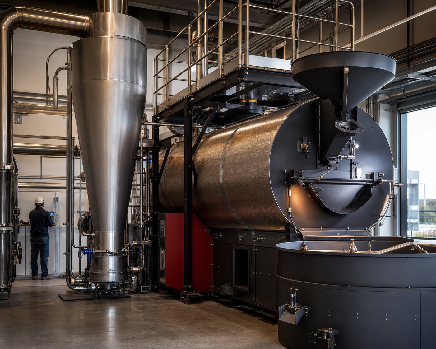 Generated visual direction for an industrial roaster installation